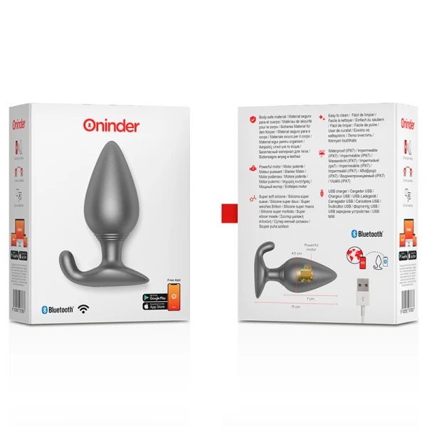Oninder RIO Analplug Vibrator mit App-Steuerung, Schwarz