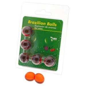 Taloka 5 Braziliaanse balletjes met aardbei- en kersengeur, intieme gel