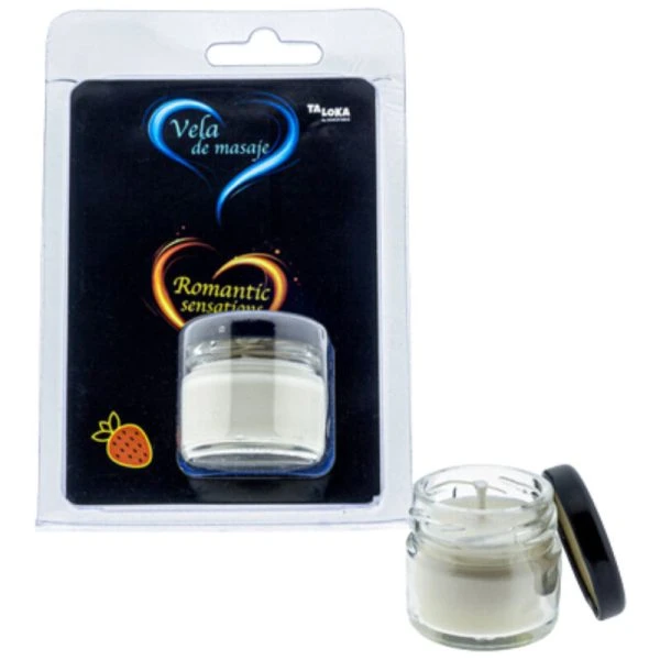 Taloka Aardbei-Massagekaars met Kokosolie en Sheaboter, 30 ml