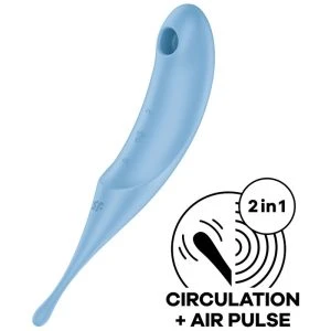 Satisfyer Twirling Pro Opgelegvibrator met Air-Pulse-technologie, blauw