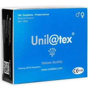 Unilatex Condooms 144 stuks glad en gesmeerd 18 cm x 5,4 cm