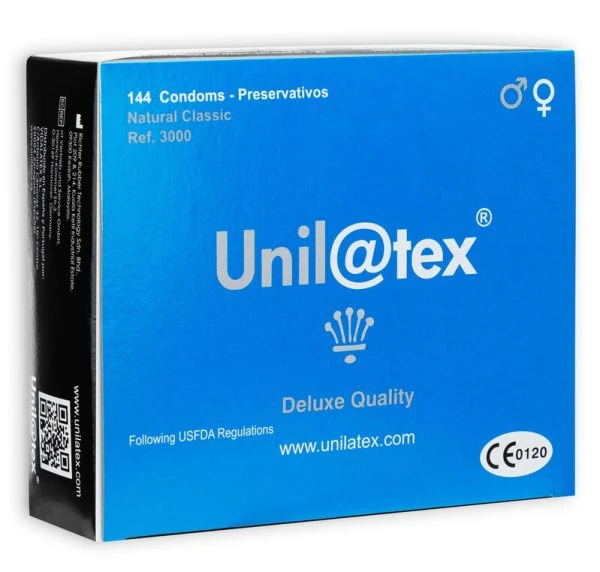 Unilatex Condooms 144 stuks glad en gesmeerd 18 cm x 5,4 cm