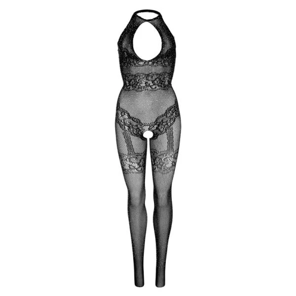 LEG Avenue Bodystockings nahtloser Netz-Bodystocking mit Strasssteinen, schwarz