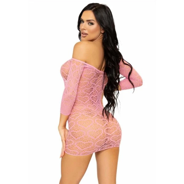 LEG Avenue Dresses Hart-net-minijurk One Size roze
