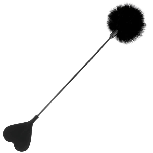 Darkness Sensations schwarze Reitgerte mit Feder 40 cm