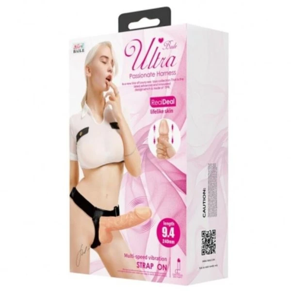 Baile Harness Collection verstelbaar Strap-On-Harnas met Vibrator 24 cm natural
