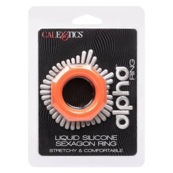 Calexotics Alpha Sexagon Ring Penisring van vloeibaar siliconen oranje