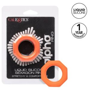 Calexotics Alpha Sexagon Ring Penisring van vloeibaar siliconen oranje Calexotics Alpha Sexagon Ring Penisring van vloeibaar siliconen oranje - Afbeelding 3