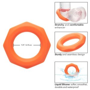 Calexotics Alpha Sexagon Ring Penisring van vloeibaar siliconen oranje Calexotics Alpha Sexagon Ring Penisring van vloeibaar siliconen oranje - Afbeelding 4