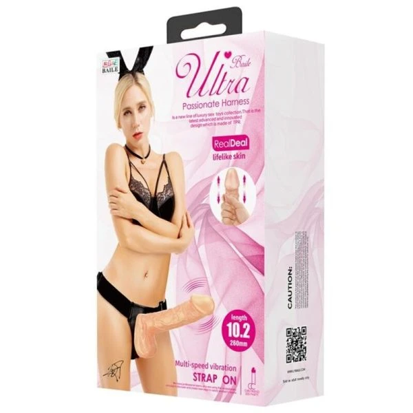 Baile Harness Collection Strap-On-Harnas met Vibrerende Dildo 26 cm naturel