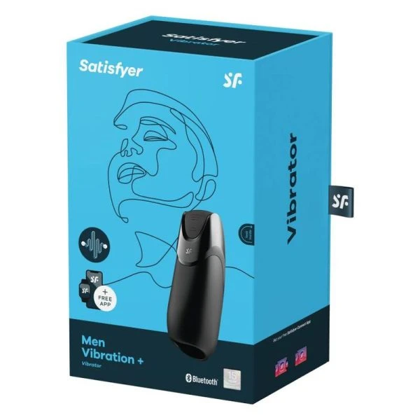 Satisfyer Men Vibration+ Masturbator met app-bediening, siliconen, zwart Satisfyer Men Vibration+ Masturbator met app-bediening, siliconen, zwart