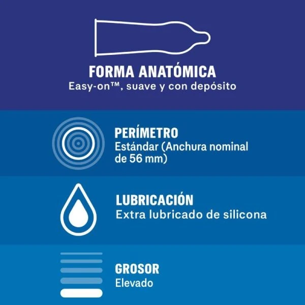 Durex Extra Seguro Condooms 12 Stuks, dikkere latex, nominale breedte 56 mm