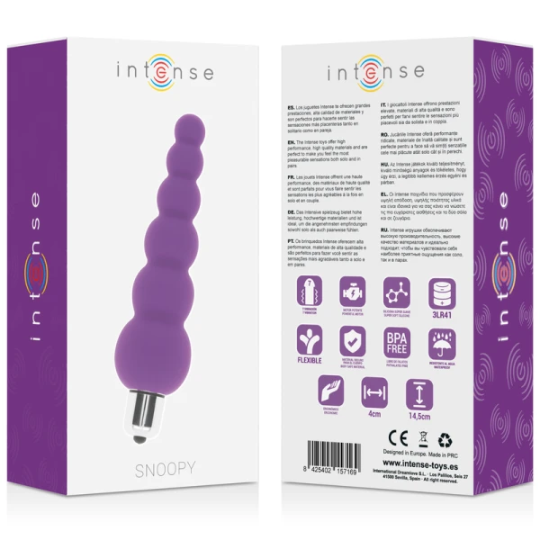 Intense Anal Toys Anale Vibrator Snoopy met 7 snelheden, siliconen, paars