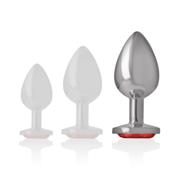 Intense Analplug aus Aluminium mit rotem Kristall, Größe L Intense Analplug aus Aluminium mit rotem Kristall, Größe L