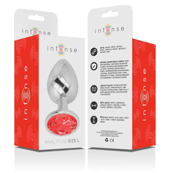 Intense Analplug aus Aluminium mit rotem Kristall, Größe L Intense Analplug aus Aluminium mit rotem Kristall, Größe L