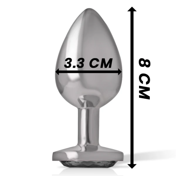 Intense Analplug aus Metall mit schwarzem Glas, Größe M