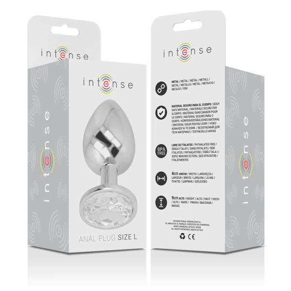 Intense Anal Toys Anaalplug met glanzende steen, L 9x4 cm Intense Anal Toys Anaalplug met glanzende steen, L 9x4 cm