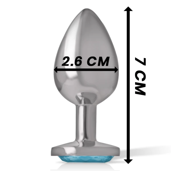 Intense Analplug mit blauem Kristall aus Aluminium Größe S