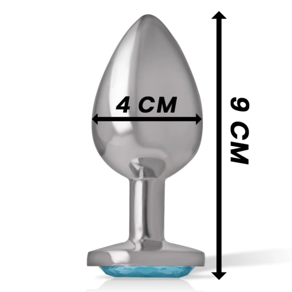 Intense Analplug aus Aluminium mit blauem Kristall, Größe L