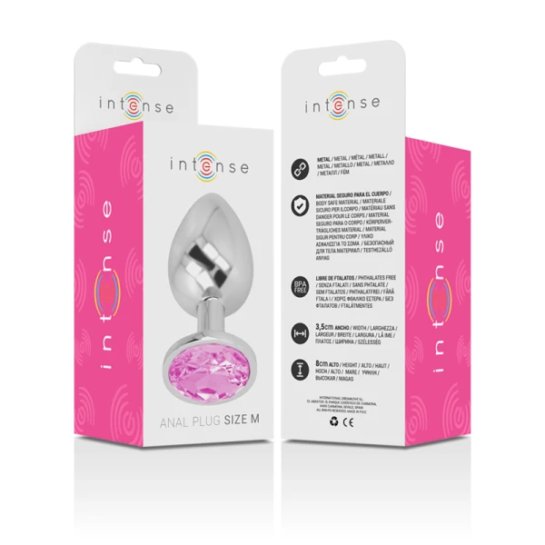 Intense Analplug aus Aluminium mit rosa Kristall Grösse M Intense Analplug aus Aluminium mit rosa Kristall Grösse M