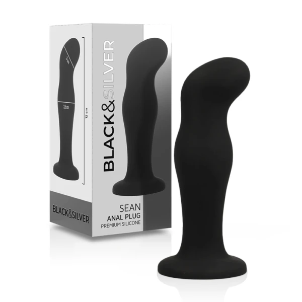 Black&silver Sean Plug Anaalstimulator van siliconen, zwart