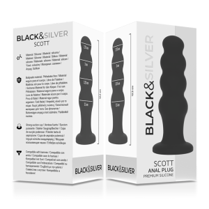 Black&silver siliconen anaalplug Scott met noppenstructuur 12,5 cm Black&silver siliconen anaalplug Scott met noppenstructuur 12,5 cm - Afbeelding 5