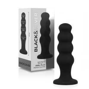 Black&silver siliconen anaalplug Scott met noppenstructuur 12,5 cm Black&silver siliconen anaalplug Scott met noppenstructuur 12,5 cm - Afbeelding 1