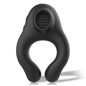 Black&silver Vibratorring met 3 motoren, oplaadbaar, zwart