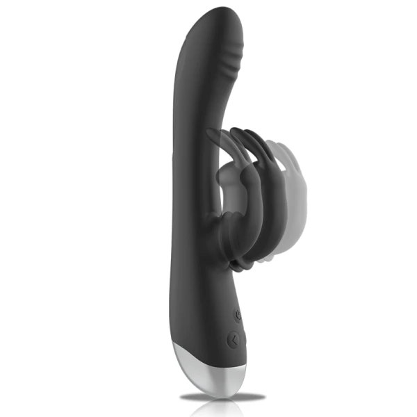 Black&silver Adam Vibrator met clitorisstimulator, siliconen, zwart