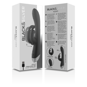 Black&silver Adam Vibrator met clitorisstimulator, siliconen, zwart Black&silver Adam Vibrator met clitorisstimulator, siliconen, zwart - Afbeelding 10
