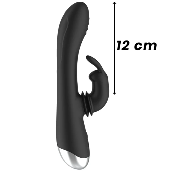 Black&silver Adam Vibrator met clitorisstimulator, siliconen, zwart