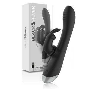 Black&silver Adam Vibrator met clitorisstimulator, siliconen, zwart