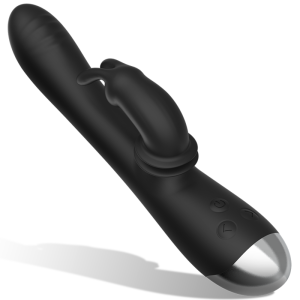 Black&silver Adam Vibrator met clitorisstimulator, siliconen, zwart Black&silver Adam Vibrator met clitorisstimulator, siliconen, zwart - Afbeelding 2