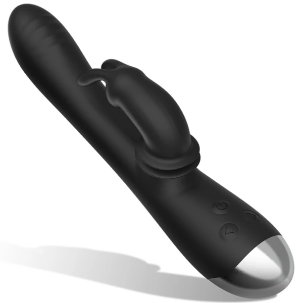 Black&silver Adam Vibrator met clitorisstimulator, siliconen, zwart