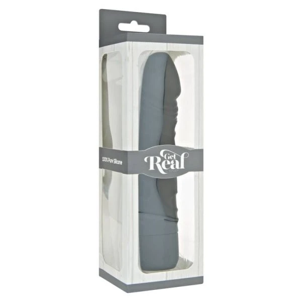 GET Real Klassieke Originele Vibrator met gebogen schacht, siliconen, 20,1 cm, zwart