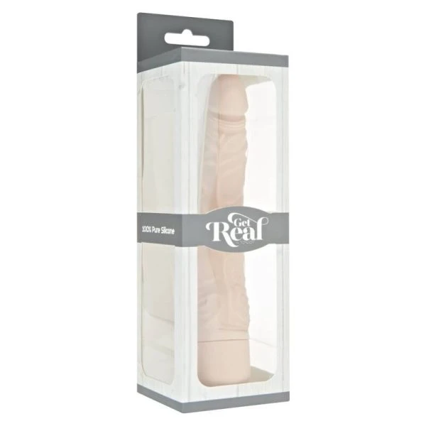 GET Real Classic Slim Vibrator Naturvibrator met aderen en gebogen punt