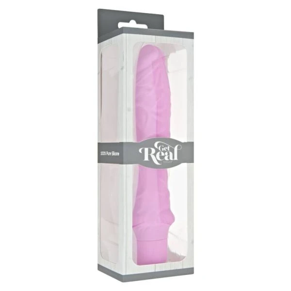 GET Real Grote siliconen vibrator met 7 standen, 24,9 cm, roze