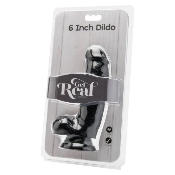 GET Real Dildo mit Kugeln und Adern, schwarz