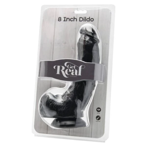 GET Real Dildo met Ballen en Aderen, Zwart GET Real Dildo met Ballen en Aderen, Zwart