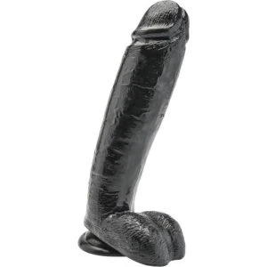 GET Real Dildo mit Adern und Kugeln, schwarz