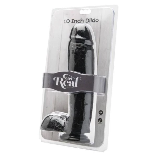 GET Real Dildo mit Adern und Kugeln, schwarz