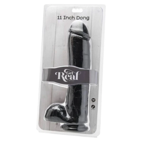 GET Real Dildo met zwarte eieren, PVC GET Real Dildo met zwarte eieren, PVC