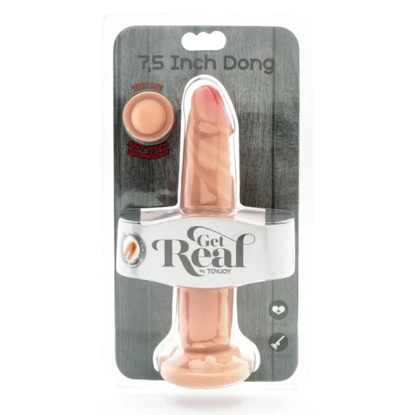 GET Real Dual Density Dong 19 cm met zuignap, huidskleur