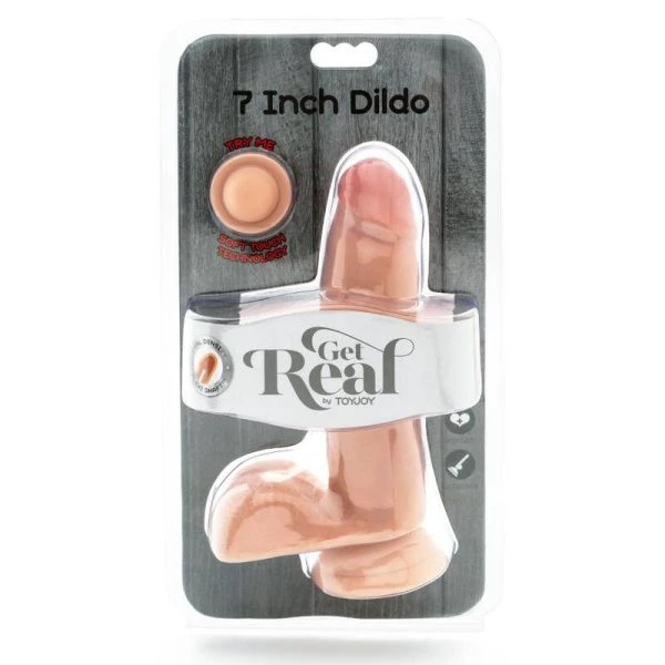 GET Real Dual Density Dildo 12 cm with Testicles, Flesh-Colored
