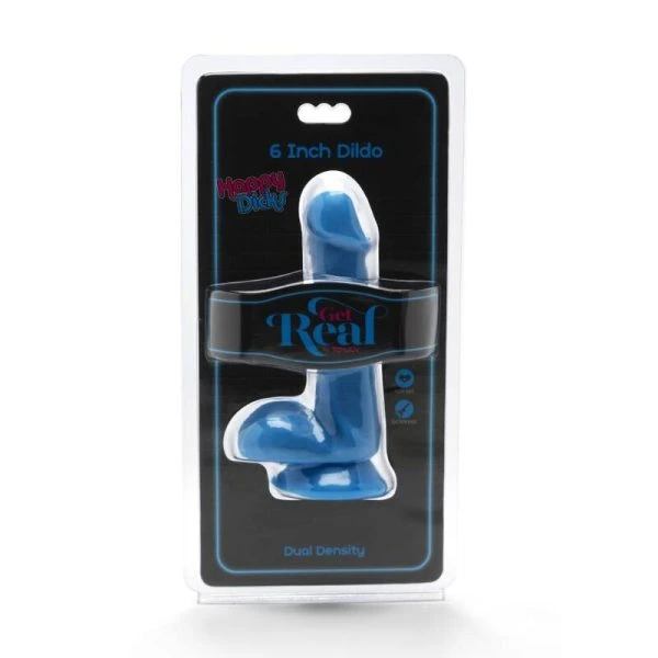 GET Real Dildo Happy Dicks 12 cm met Ballen, blauw