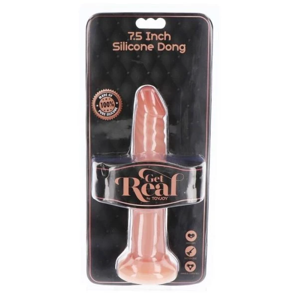 GET Real siliconen dildo met zuignap 19 cm huidskleur