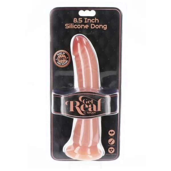 GET Real siliconen dildo met zuignap 21 cm huidskleur
