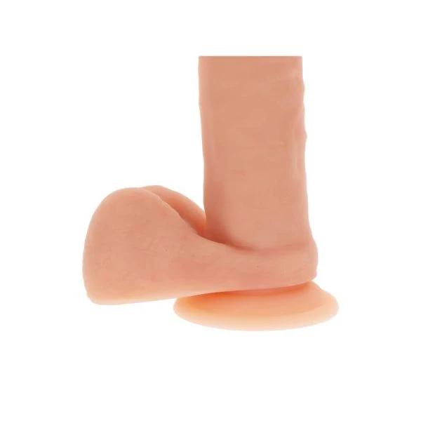 GET Real siliconen dildo 20,5 cm met ballen, huidskleur