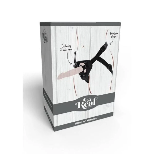 GET Real Strap-on-Gurt zwart met 3 siliconenringen GET Real Strap-on-Gurt zwart met 3 siliconenringen