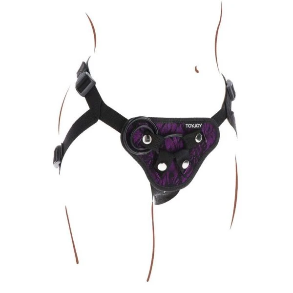 GET Real Strap-on-Spitzengeschirr Lila met siliconen ringen